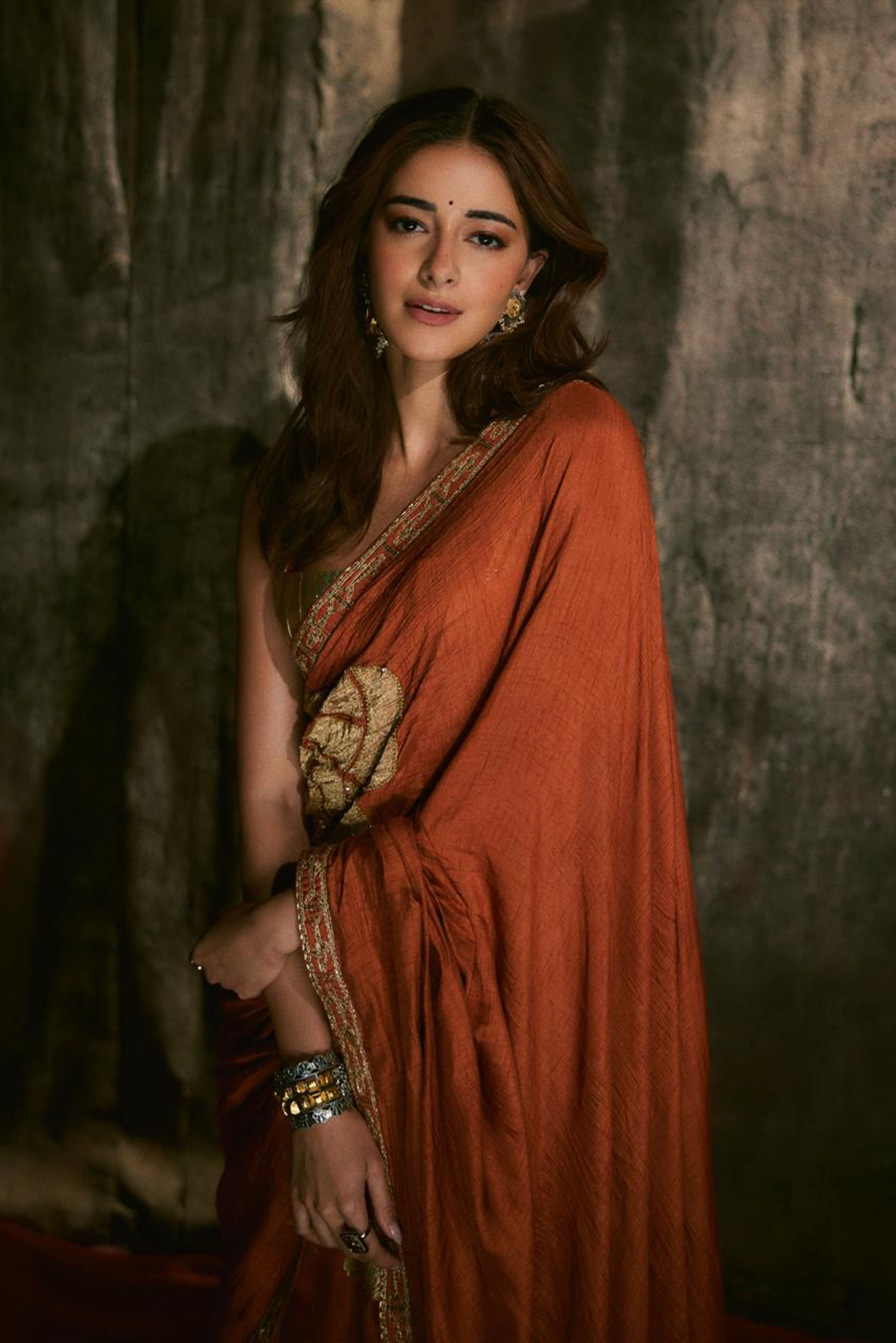 Rust Windrose Crushed Saree