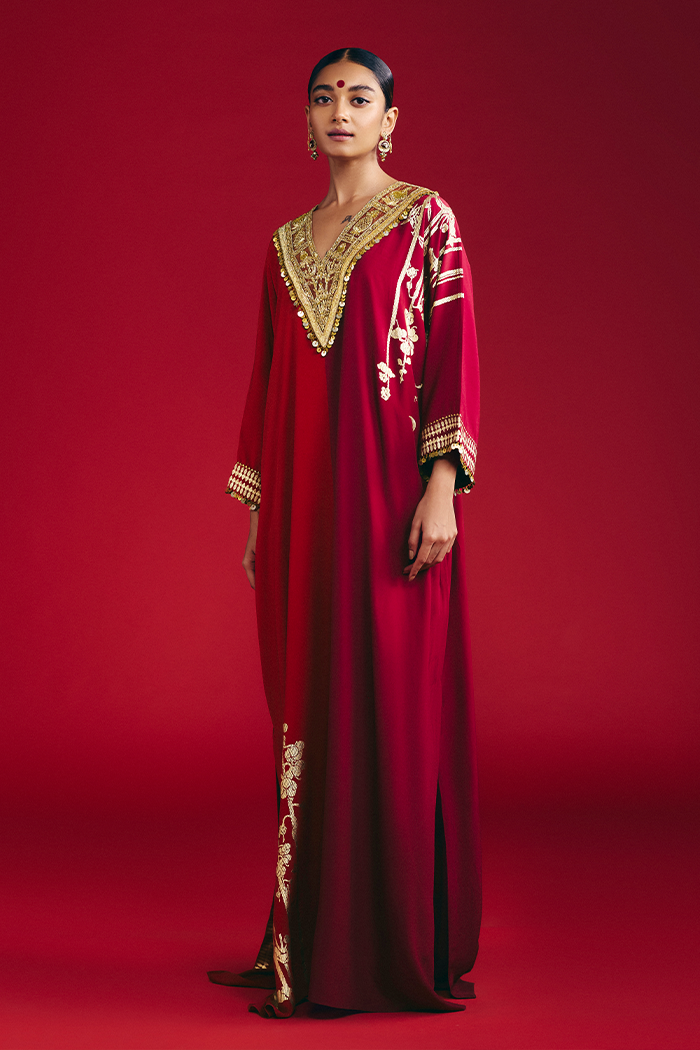 Red & Plum Moonlight Melody Kaftan