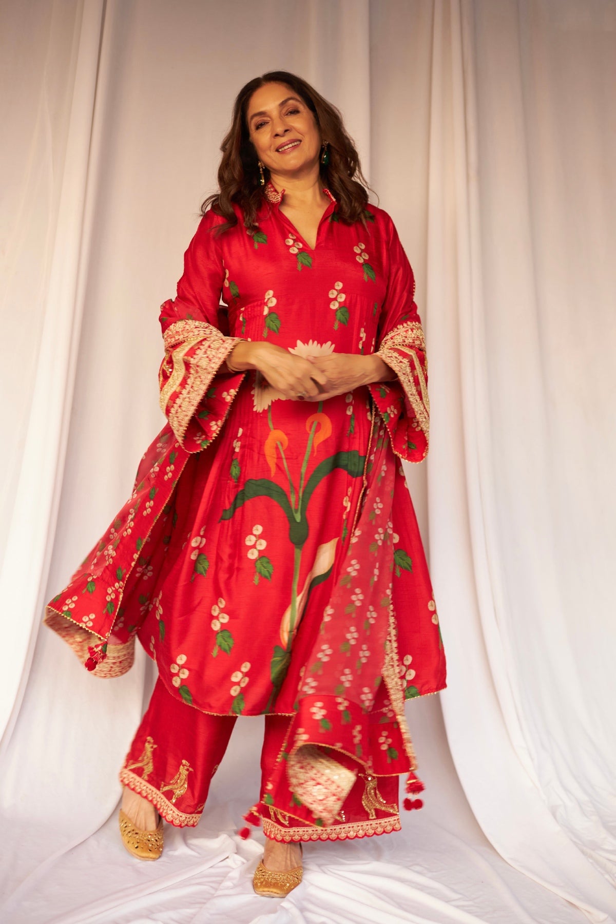 masaba red dress Buy Red Silk Embroidery Round Neck Rain Lily Print Kurta Dress For Women by Masaba Online at Aza Fashions