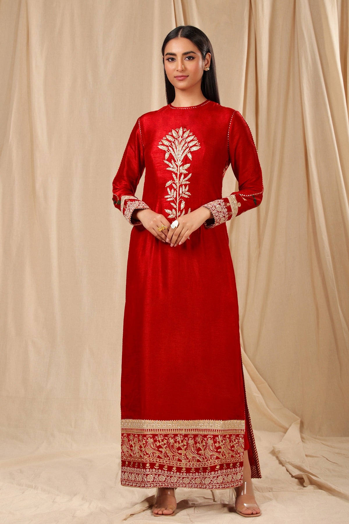 Masaba Red Spring Blossom Kurta L / With Churidar | House of Masaba Masaba Red Spring Blossom Kurta L / With Churidar | House of Masaba