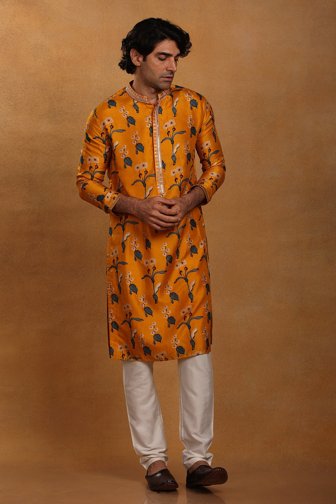 Mustard Spring Blossom Kurta Set