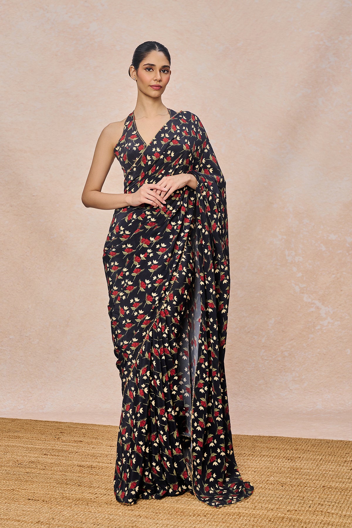 Midnight Black Irisbud Saree