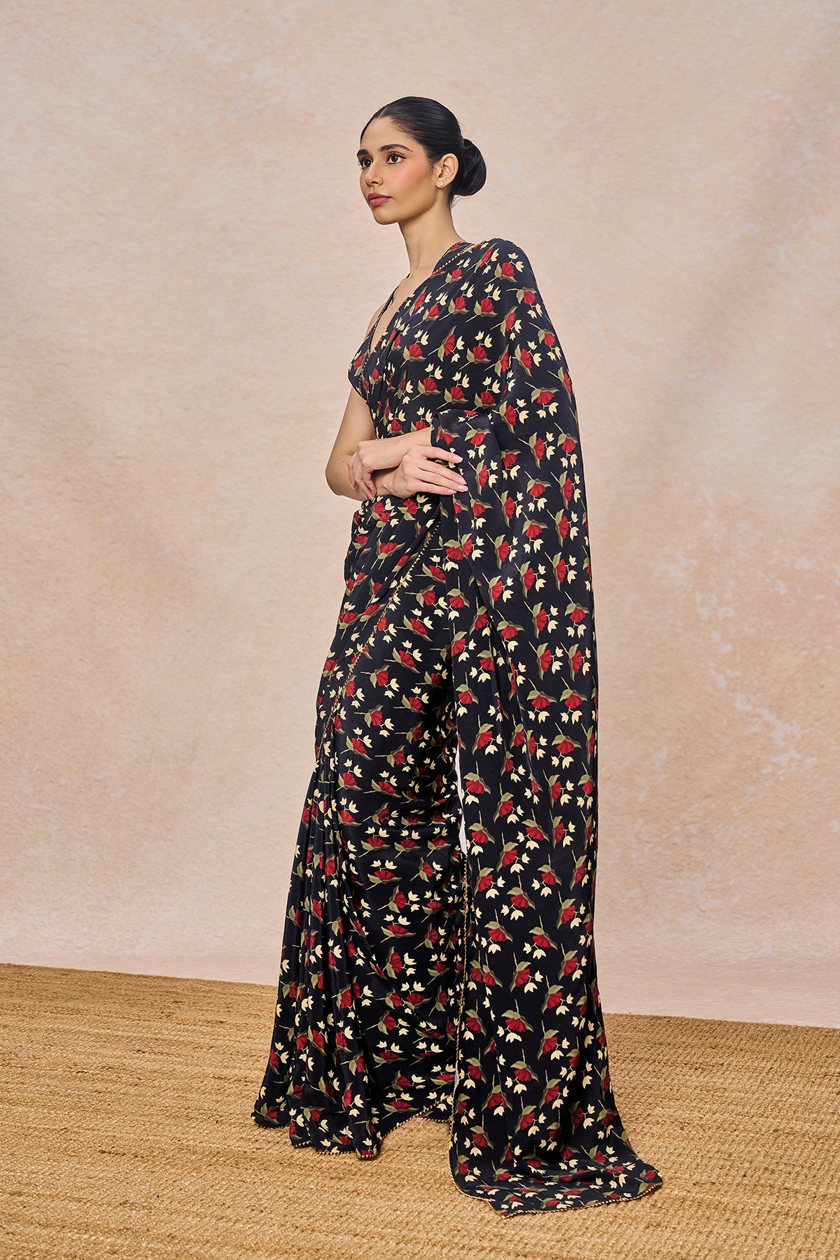 Midnight Black Irisbud Saree