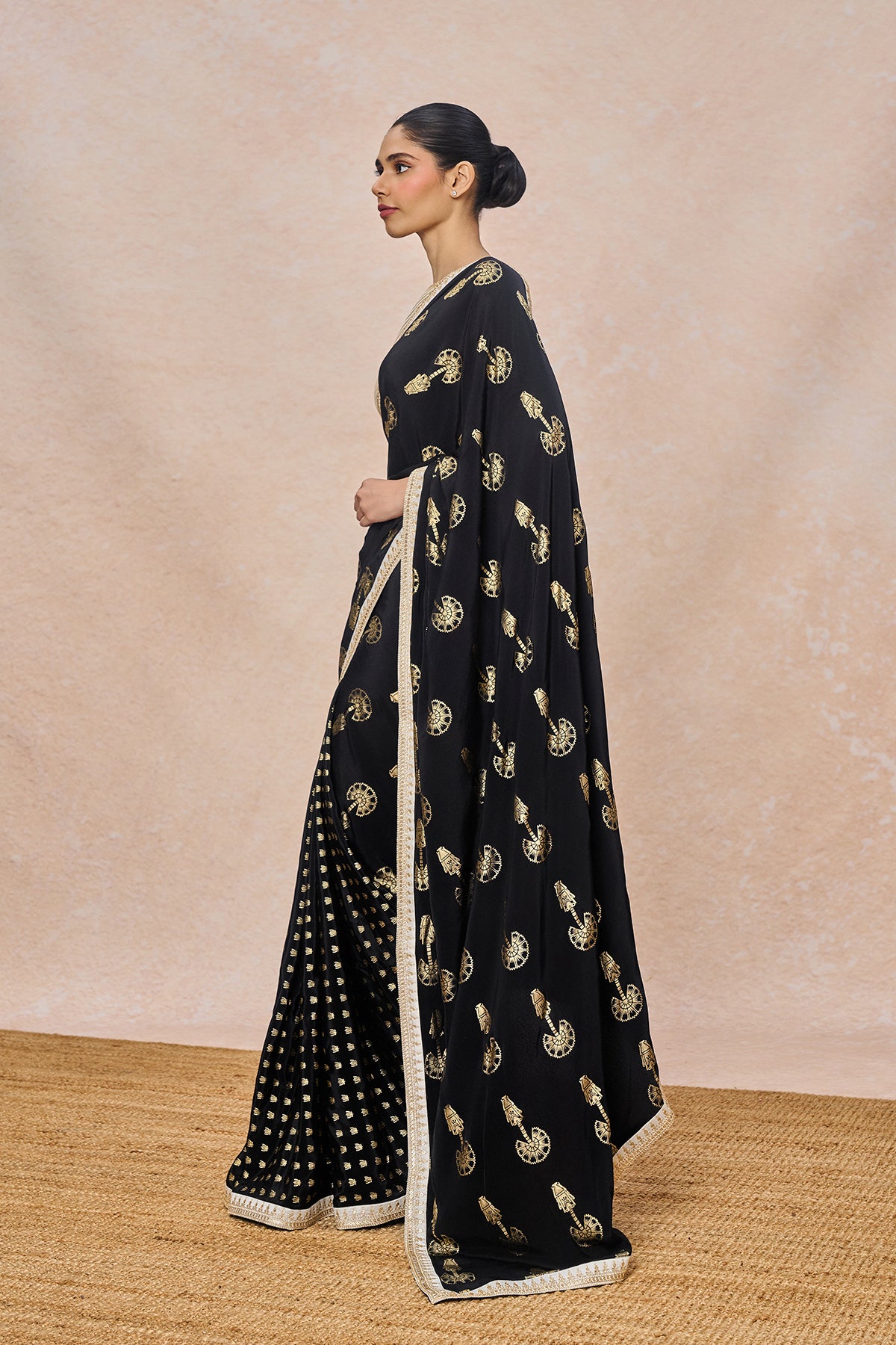 Black Traveller's Palm Saree