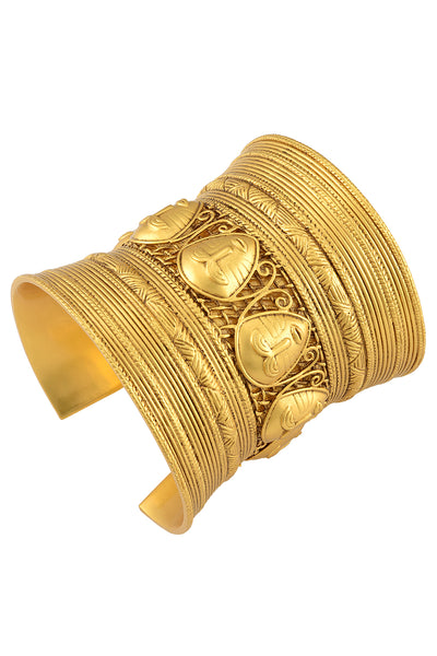 Tribal Mask Gold Plated Cuff