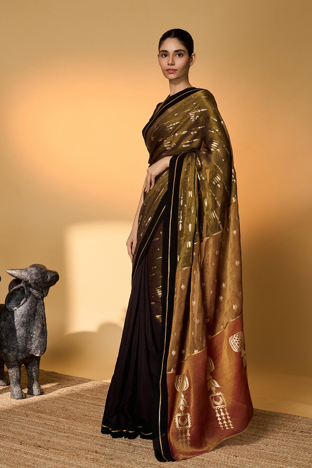 Midnight Amber Saree