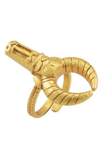 Ghana Mask Gold Plated Ring