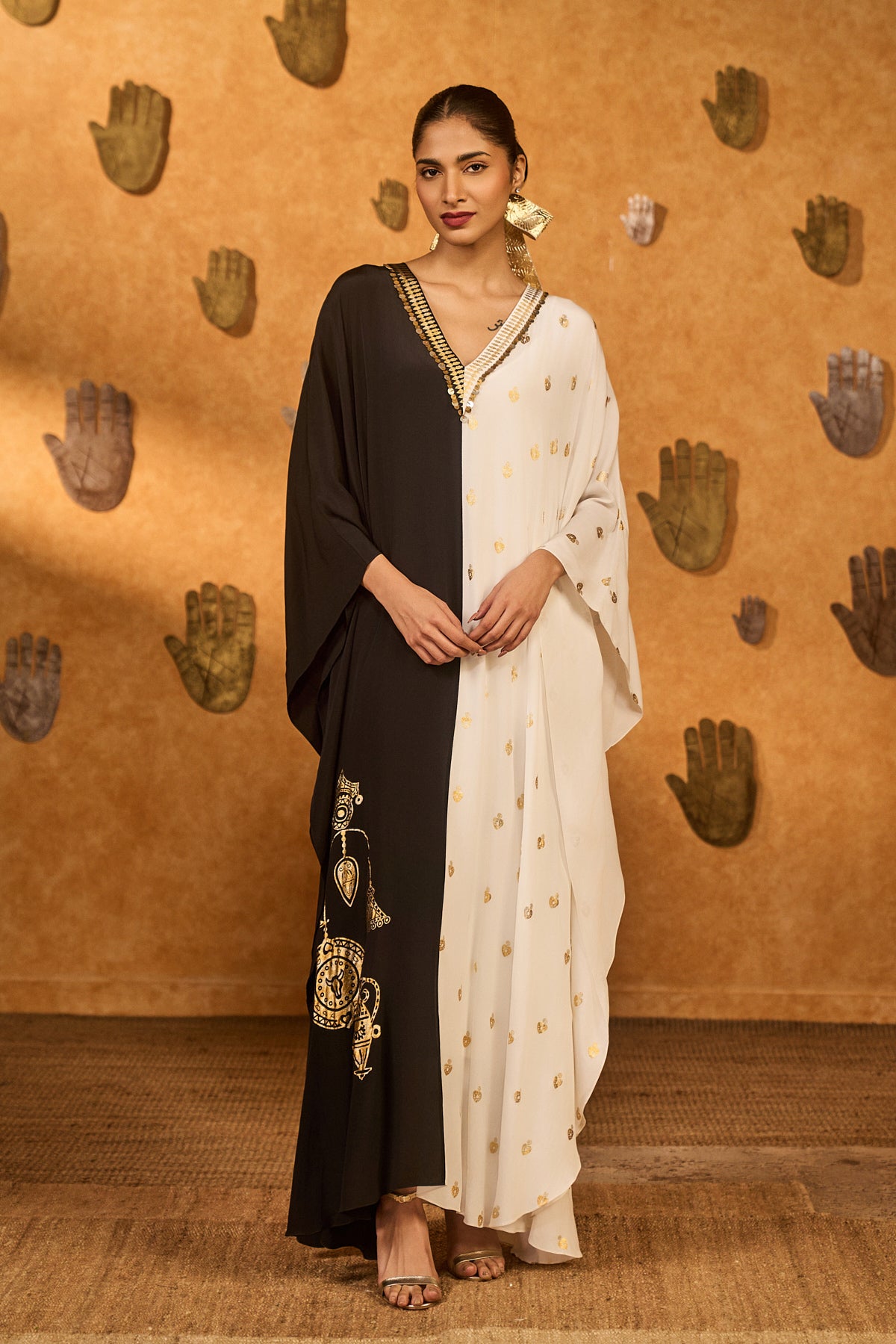 Black And White Heartbeat Kaftan