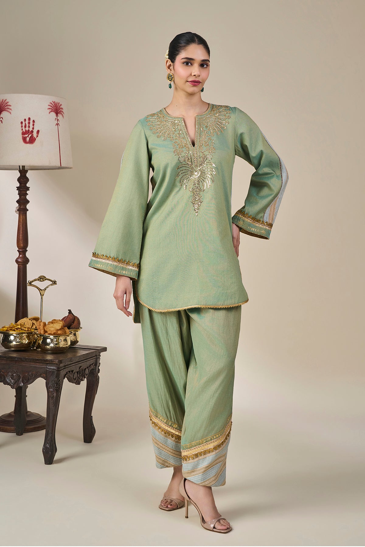 Mint Green Bekal Hierloom Kurta Set