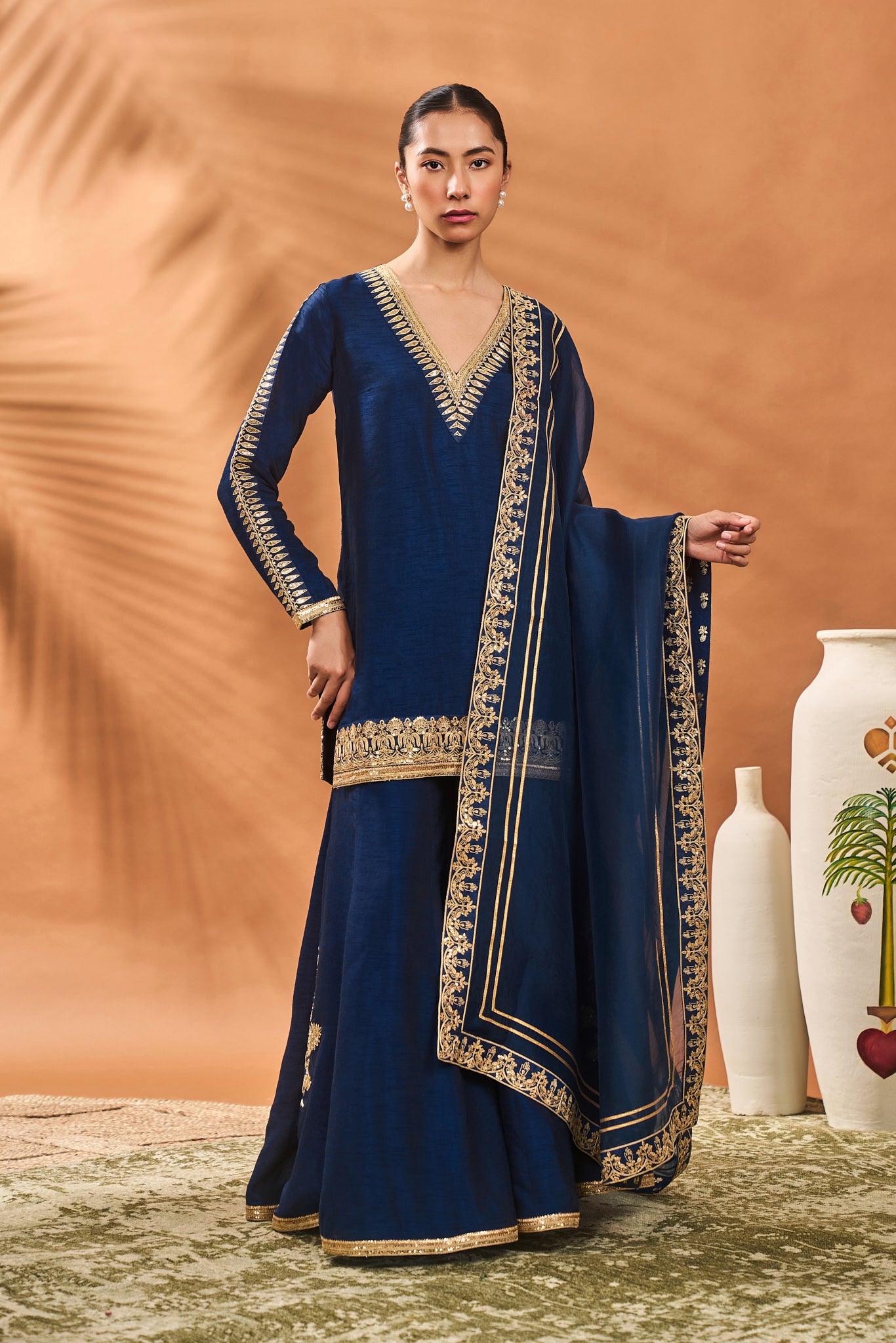 Blue Trikone Sharara Set