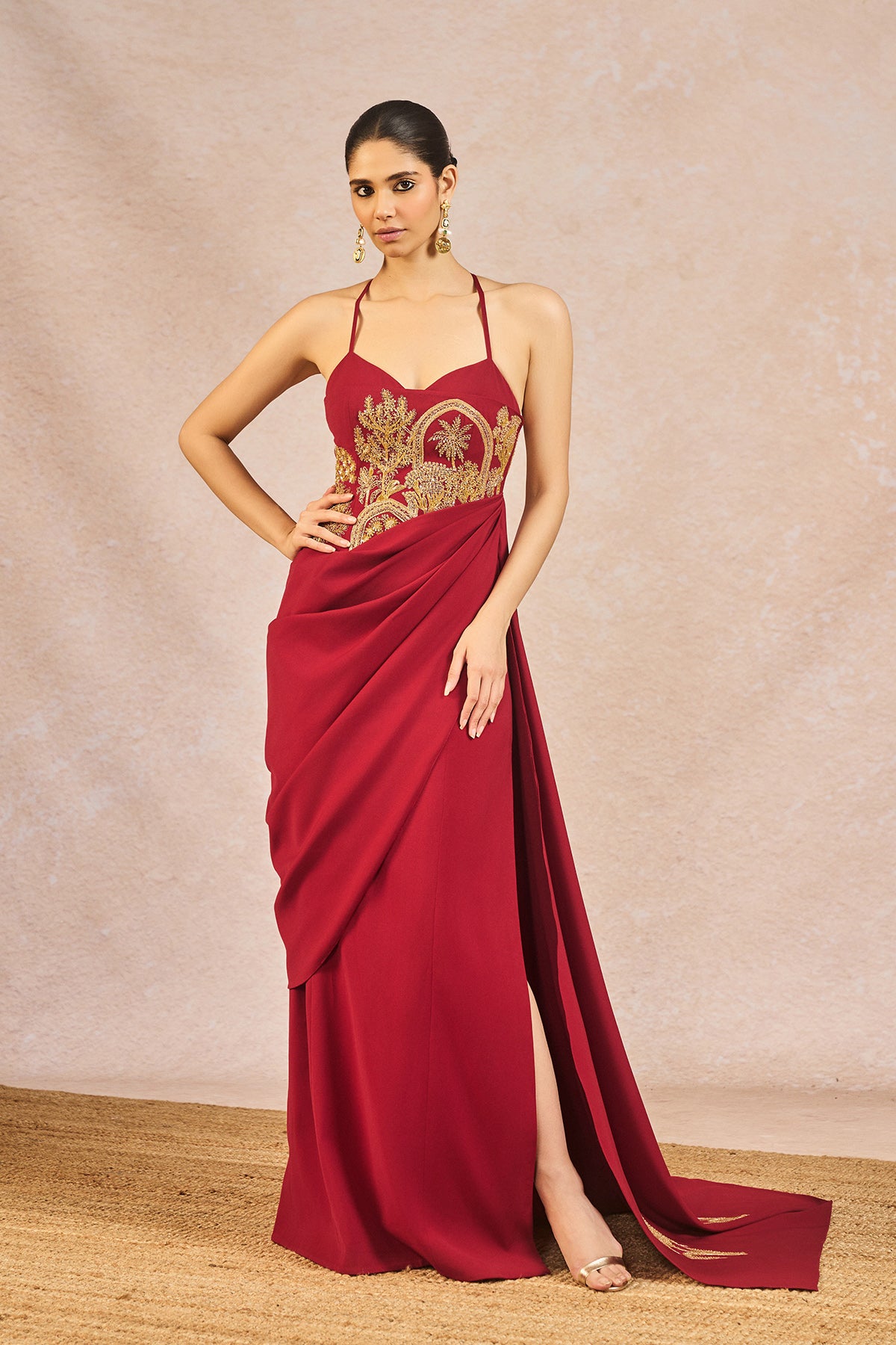 masaba red dress Like a lady in red  @samantharuthprabhuoffl stuns in a corset draped skirt  set from new-season