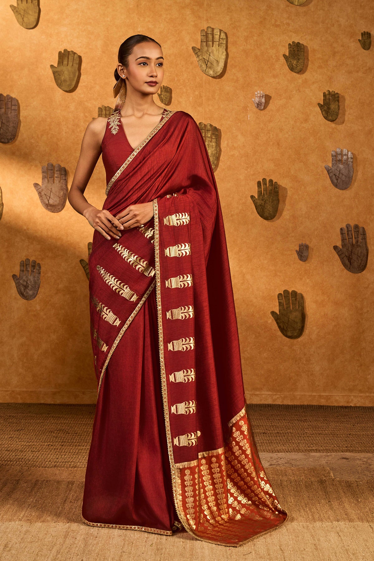 Red Fern Flame Saree