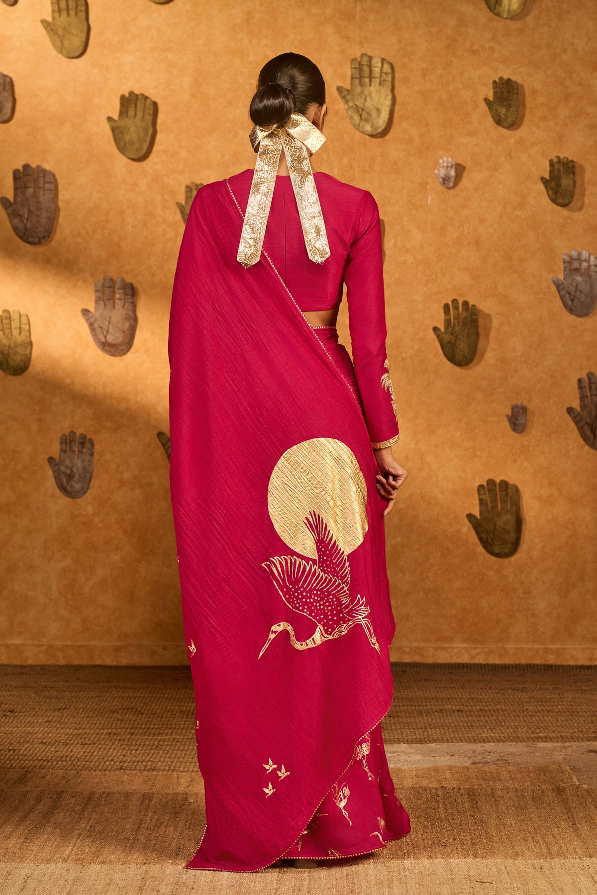 Pink Crane Dawn Saree