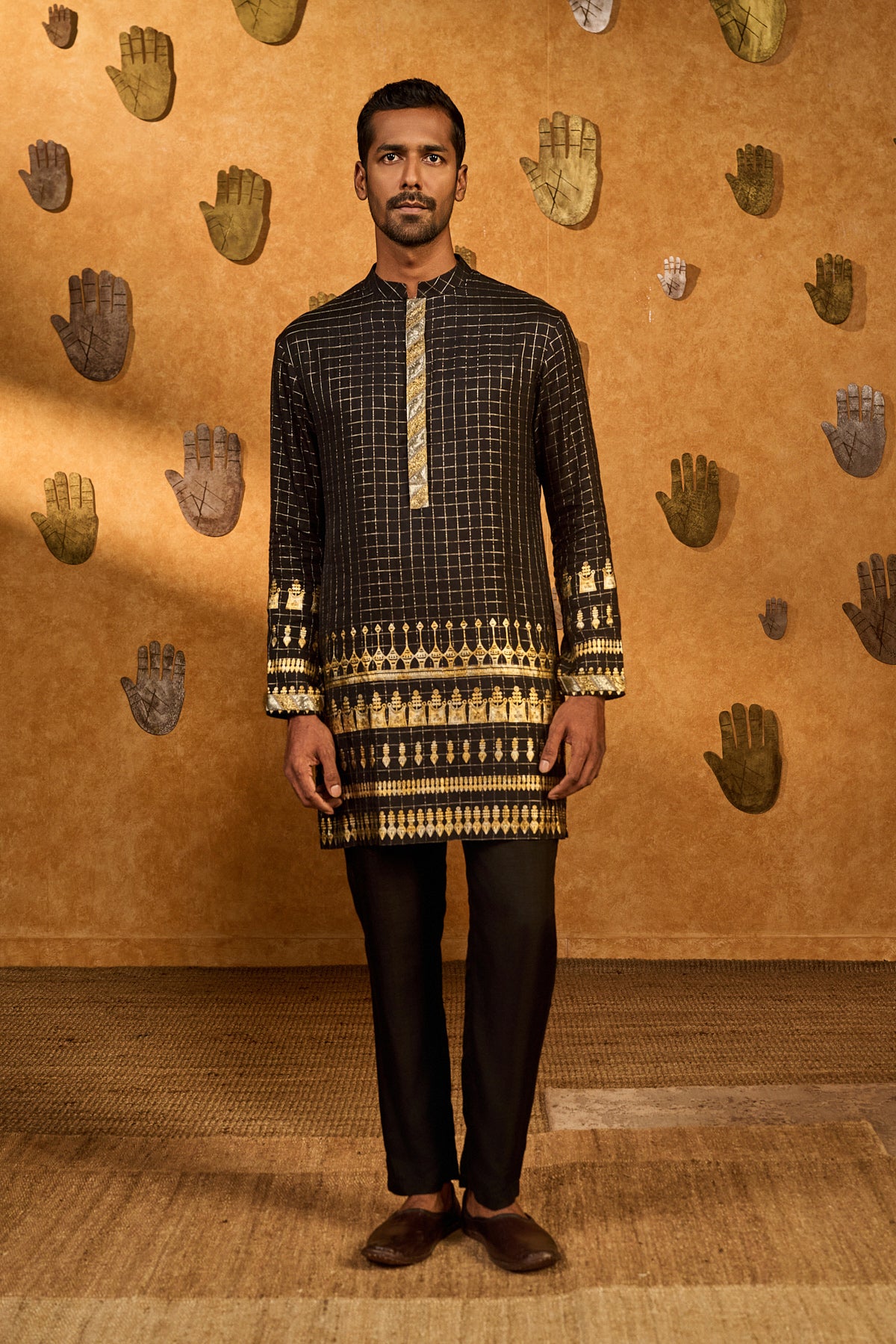 Black Midas Touch Menswear Kurta Set