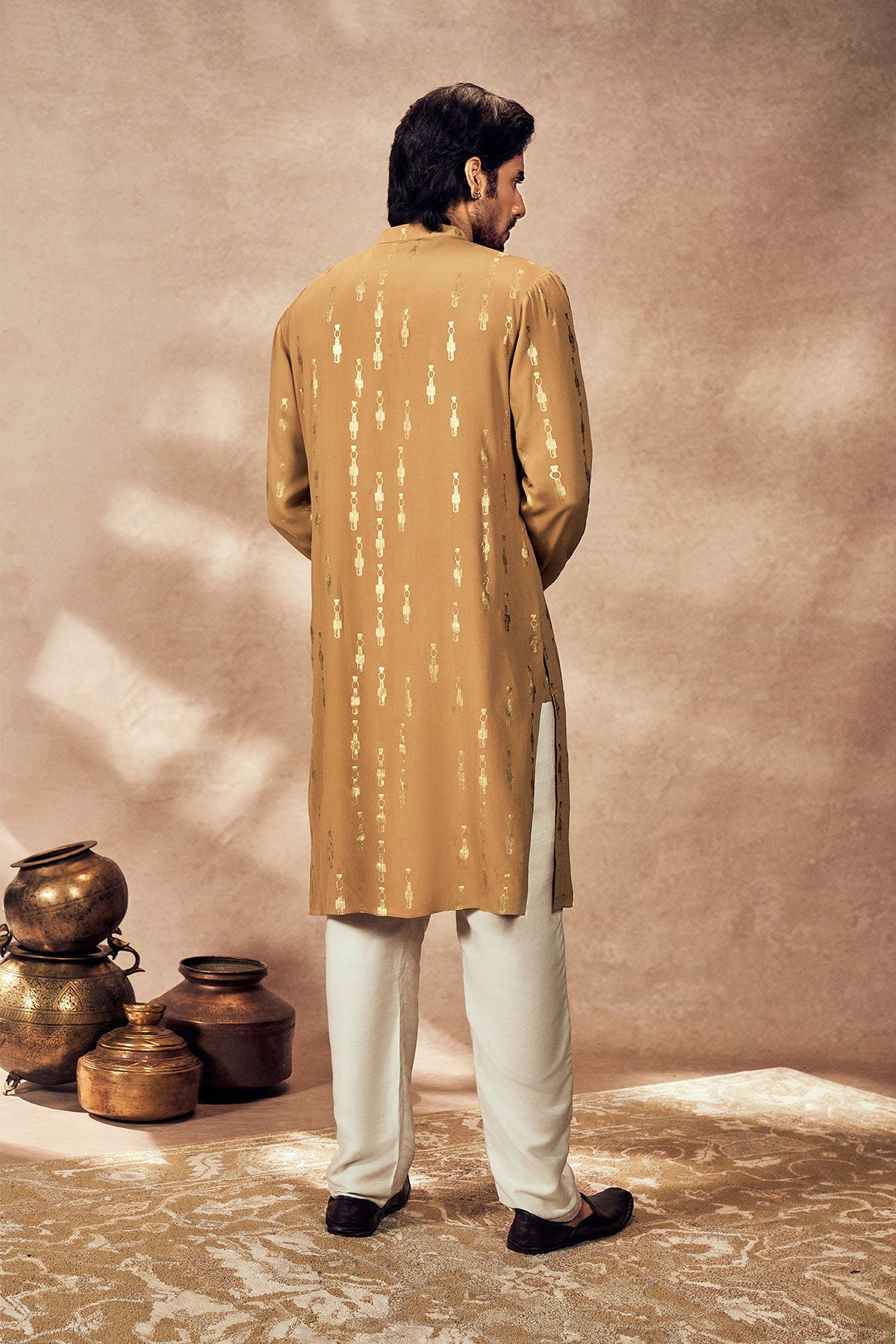 Beige Tribal Pillar Kurta Set