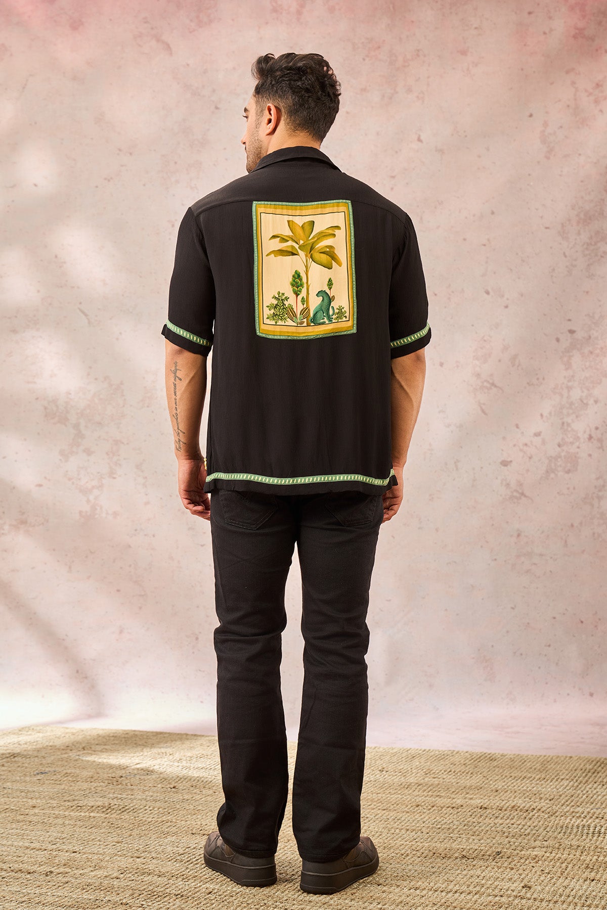 Black Tropical Print Shirt