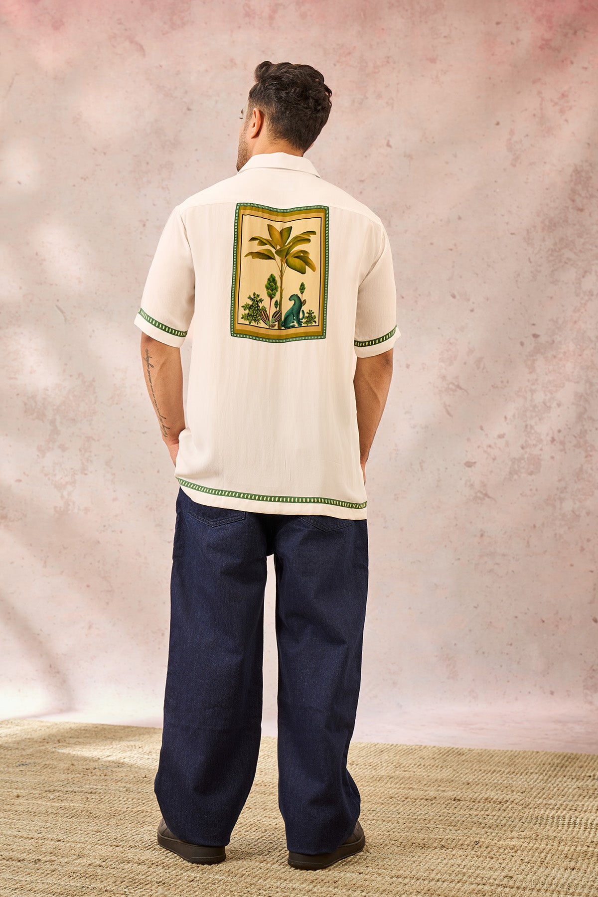 White Tropical Print Shirt