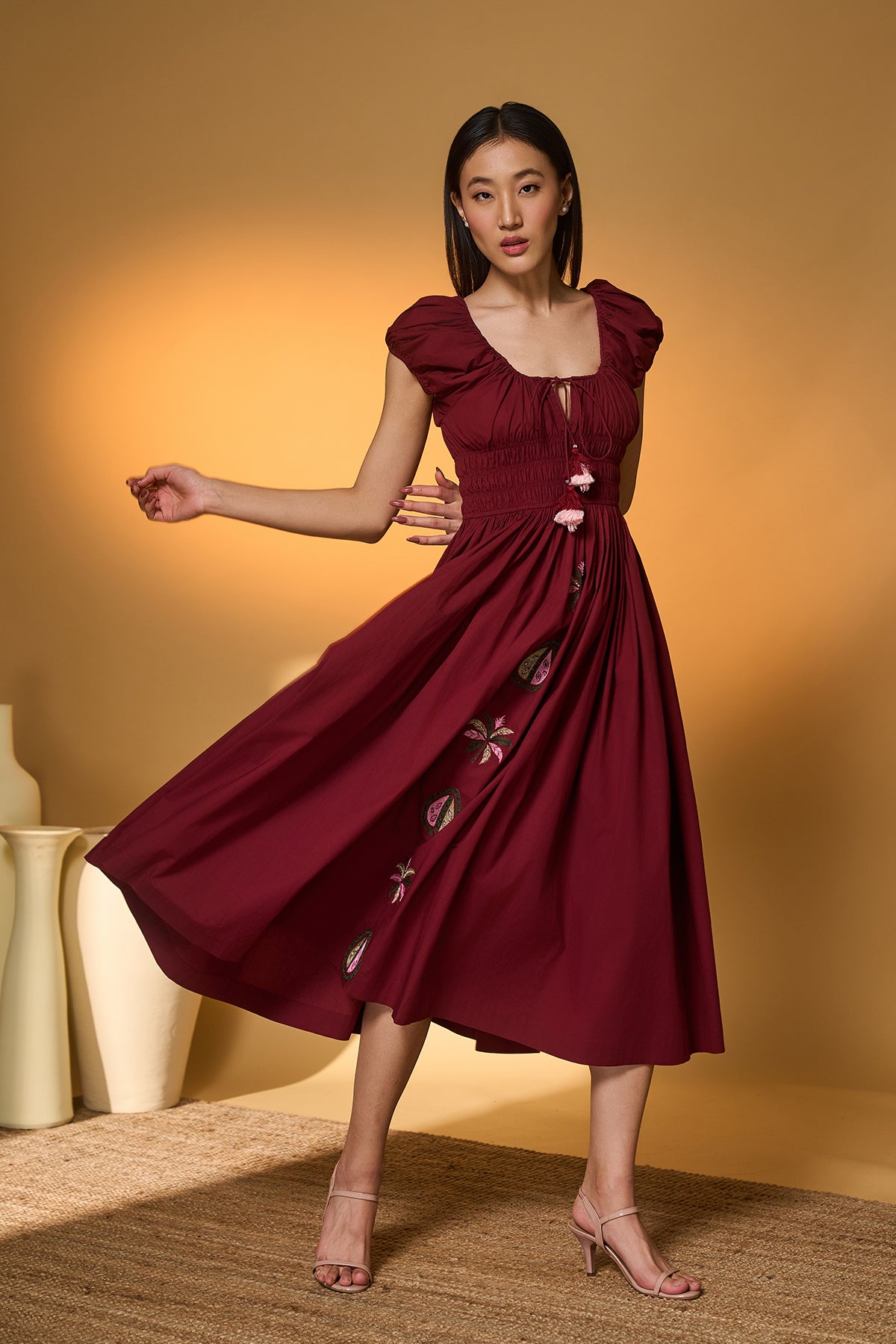 Pear of Tropics Smocked Midi Dress