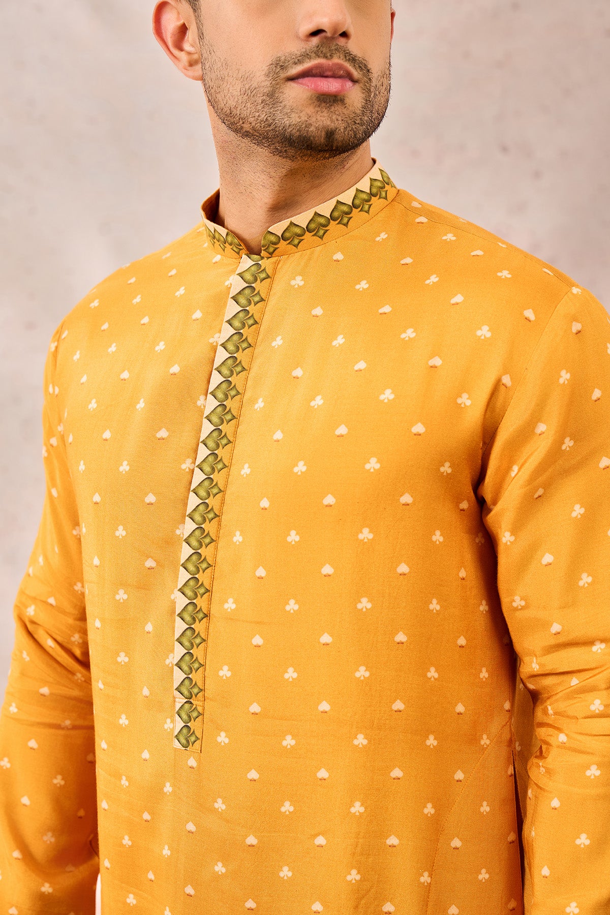 Yellow Spade Blossom Kurta Set