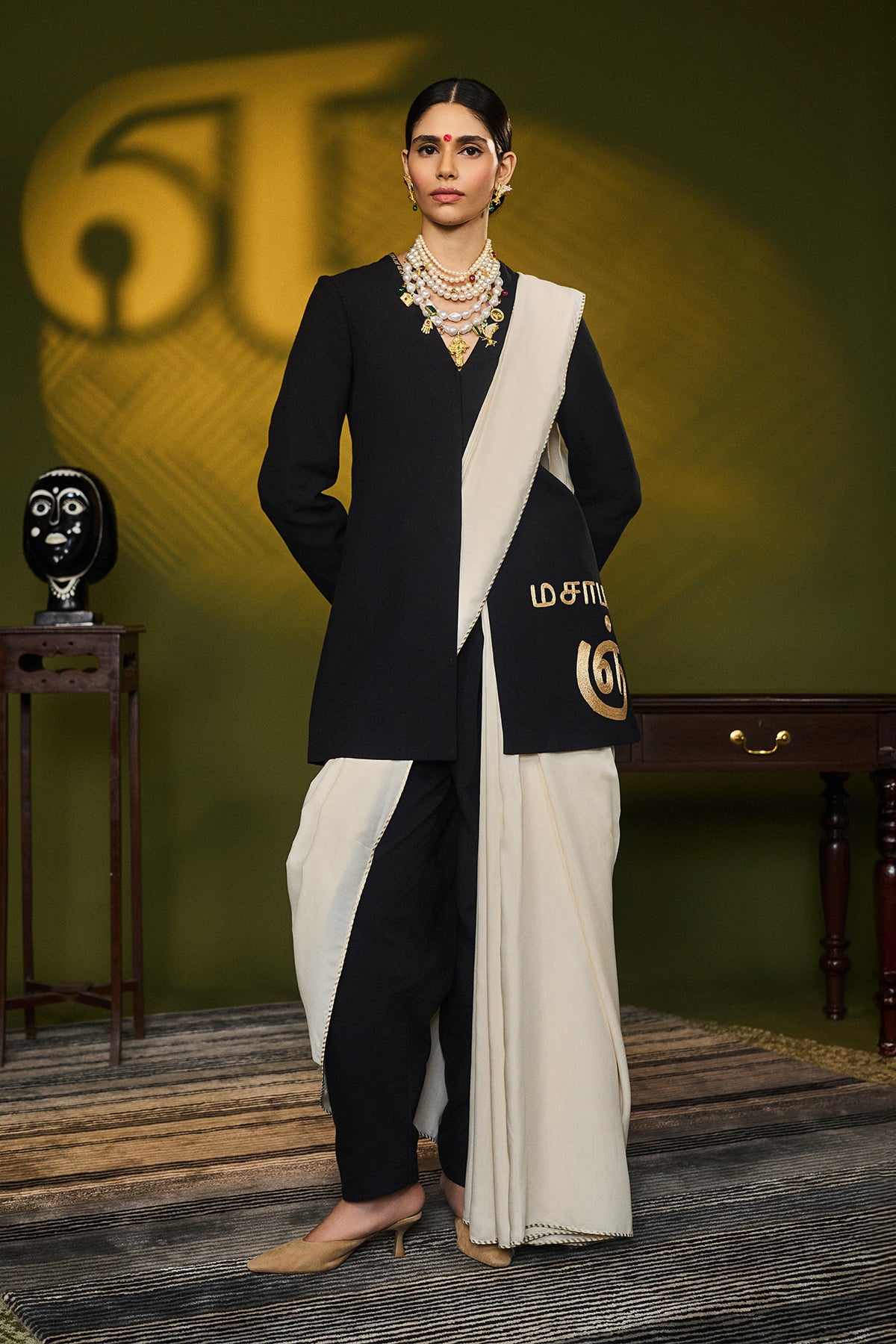 Call Me Masaba with Black Tamil Jacket Set