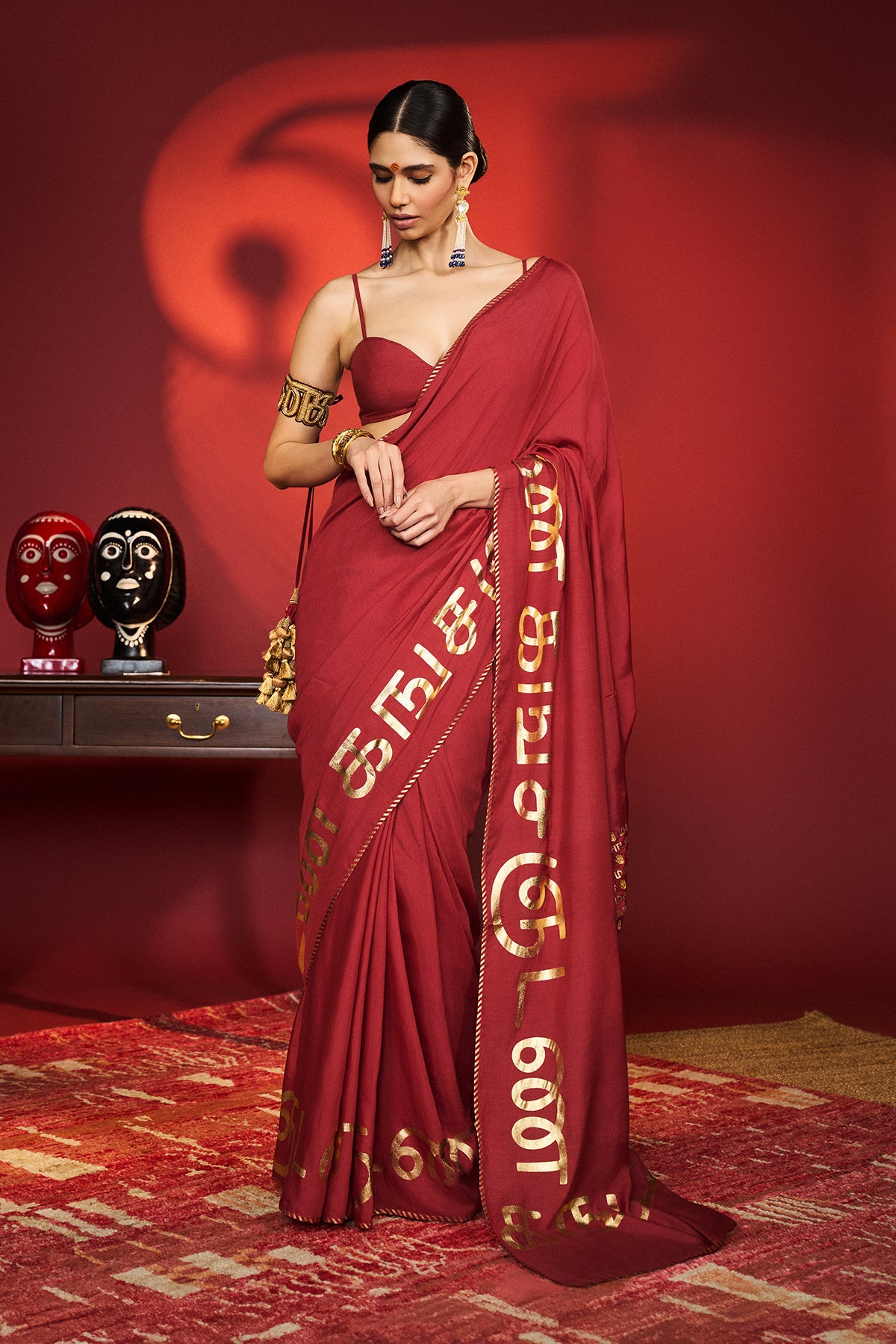 Red Madras Muse Saree