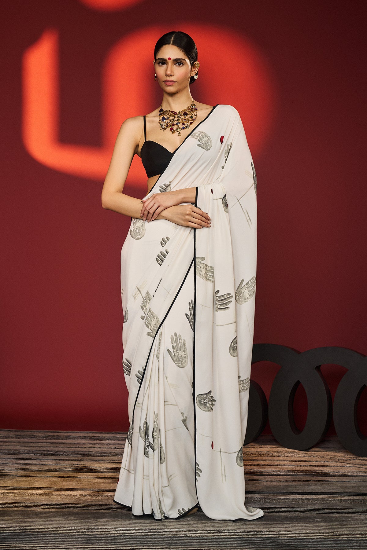 Ecru Palm Theory Saree