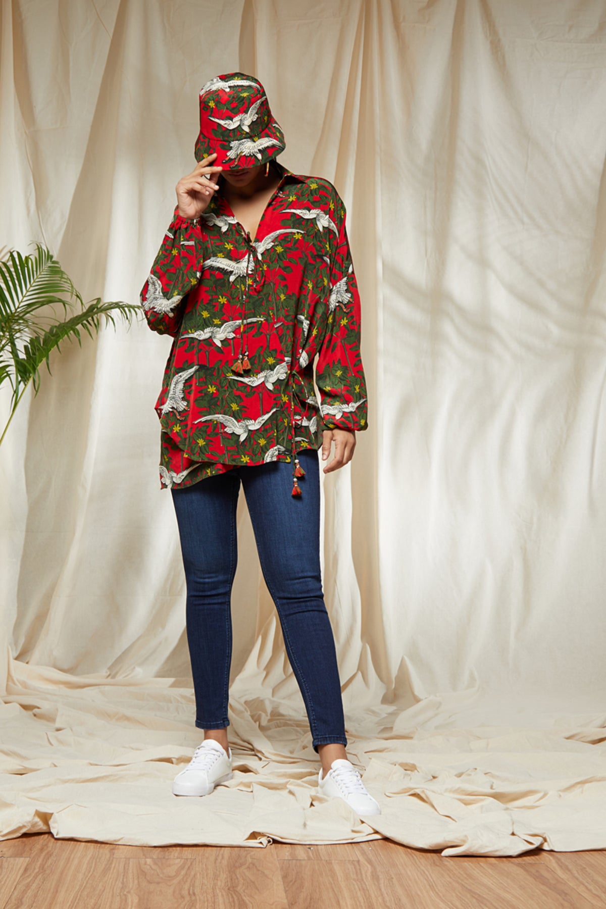 Red Fire Of Forest Wrap Shirt