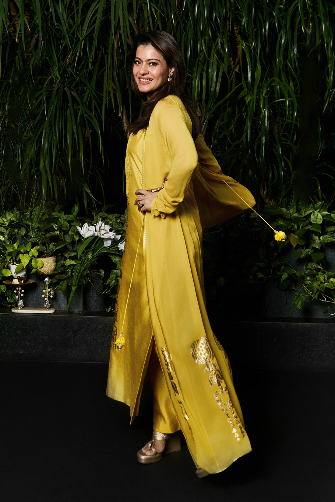 Spiced Ochre Pop Pendant Anarkali Set