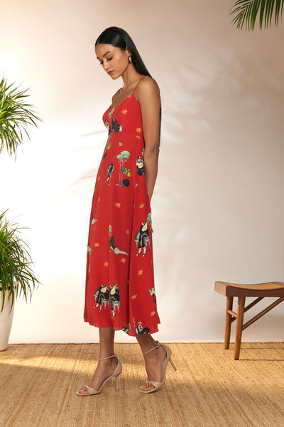 Red Tropicool Backless Dress