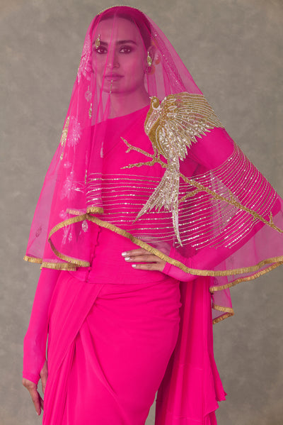 Gulal Corset Saree With Textured Palla