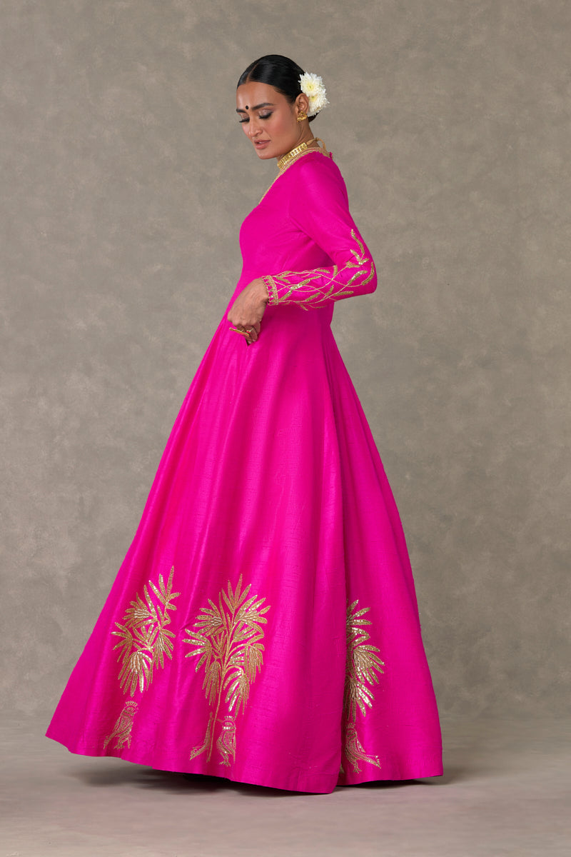 RANI PINK DESIGNER Heavy Embroidered Bridal Anarkali Gown $350.00 - PicClick