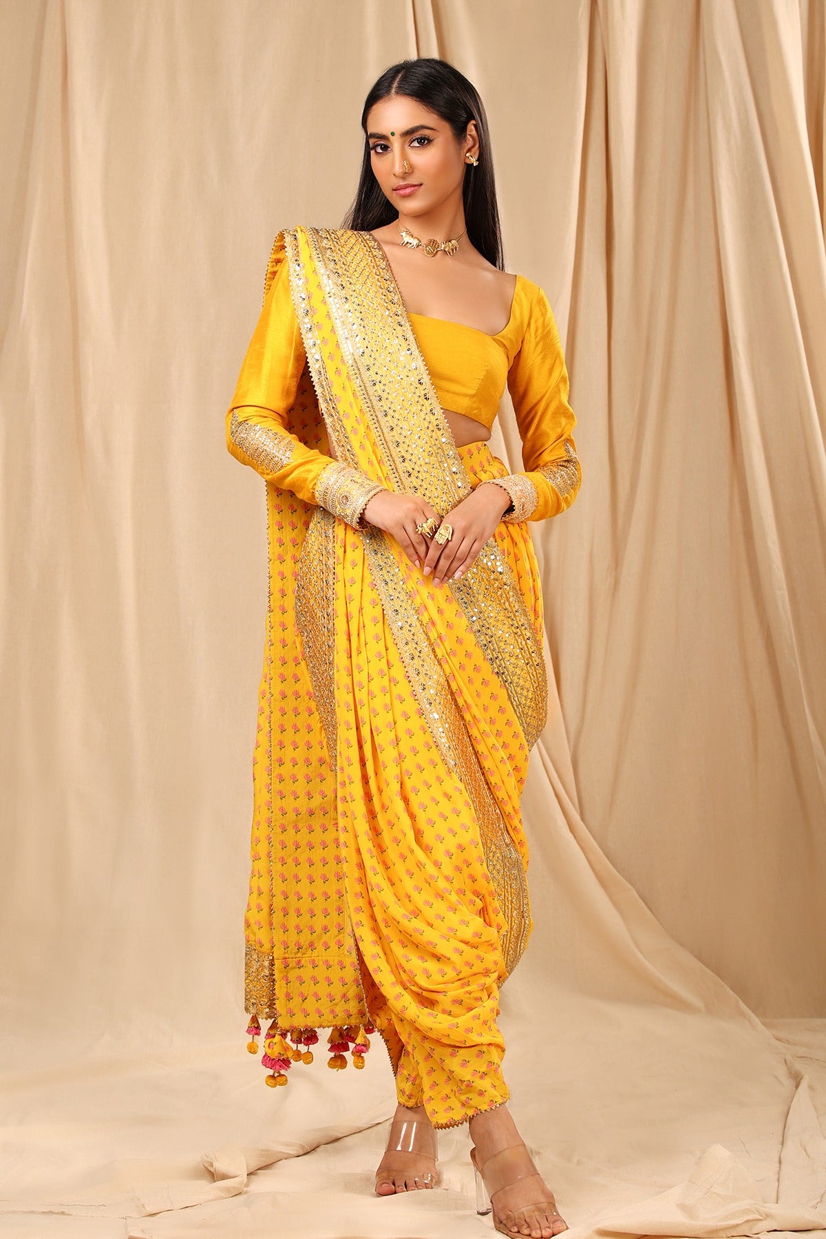 Buy Yellow Sarees for Women by Masaba Online | Ajio.com