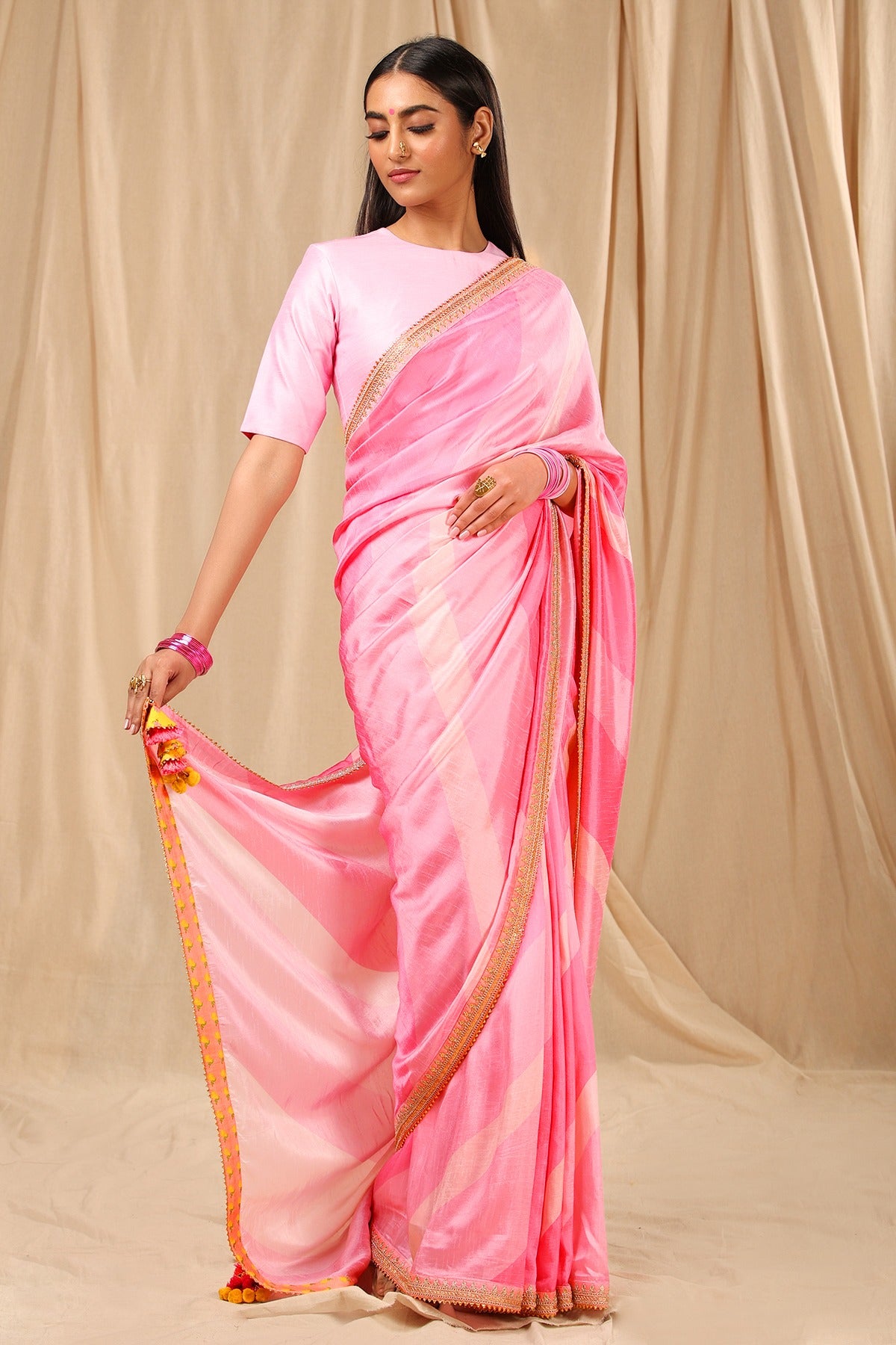Buy online Pastel Solid Saree With Blouse from ethnic wear for Women by  Shaily for 909 at 55 off  2023 Limeroadcom