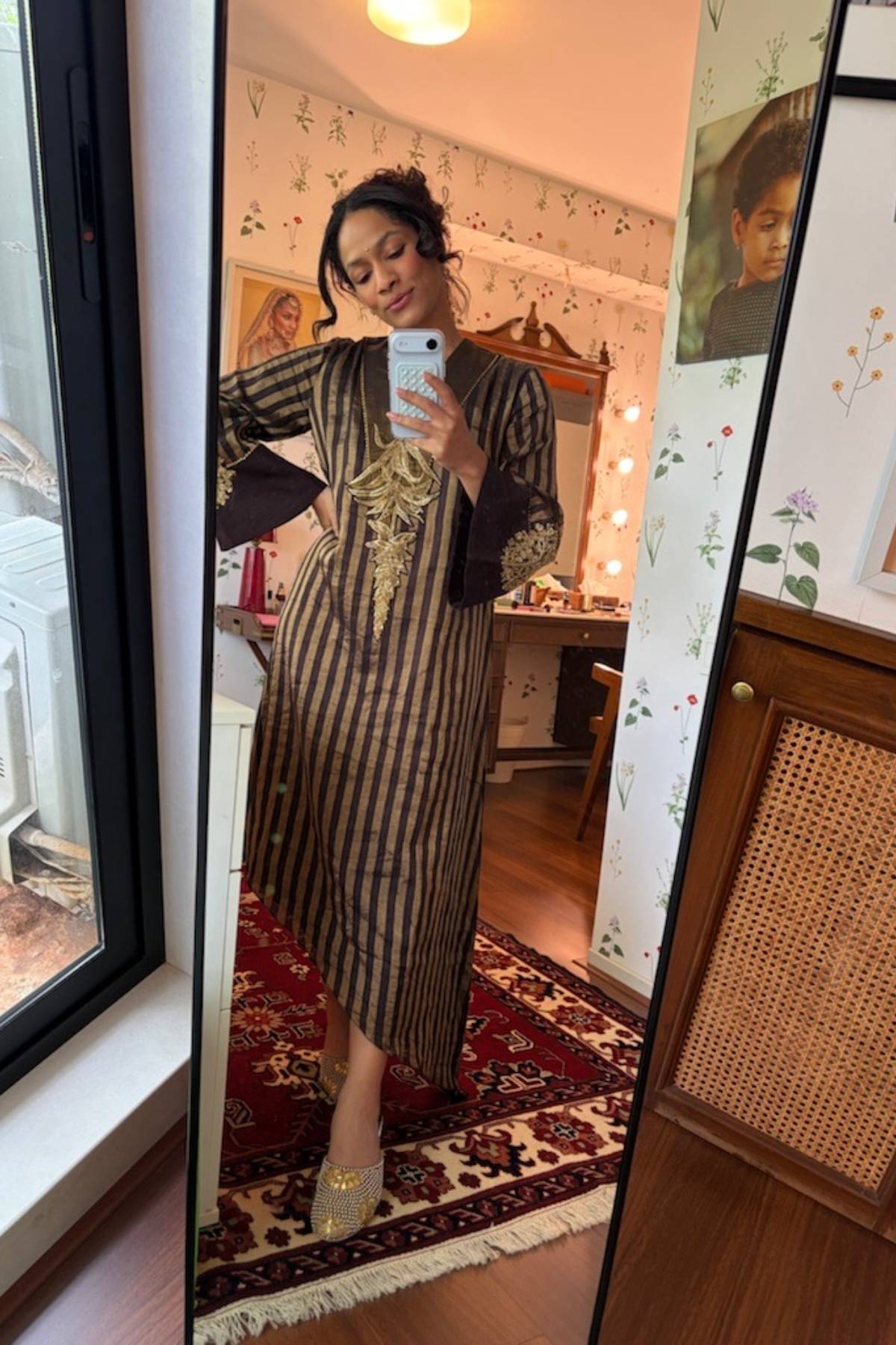 Black Gold Noise Asymmetric Kaftan
