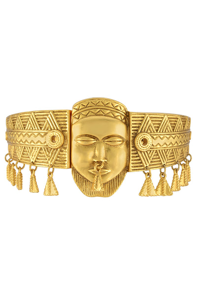 Ghana Mask Gold Plated Cuff