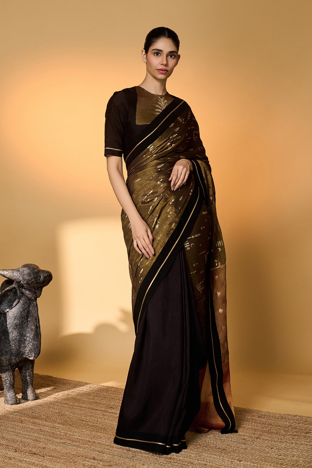Midnight Amber Saree