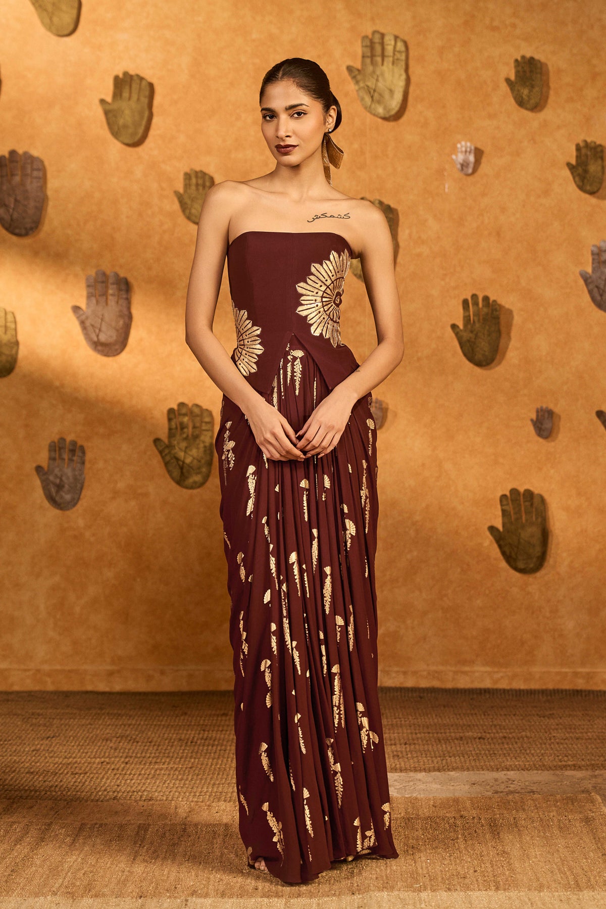 Plum Cherry Vine Fusion Set – House Of Masaba