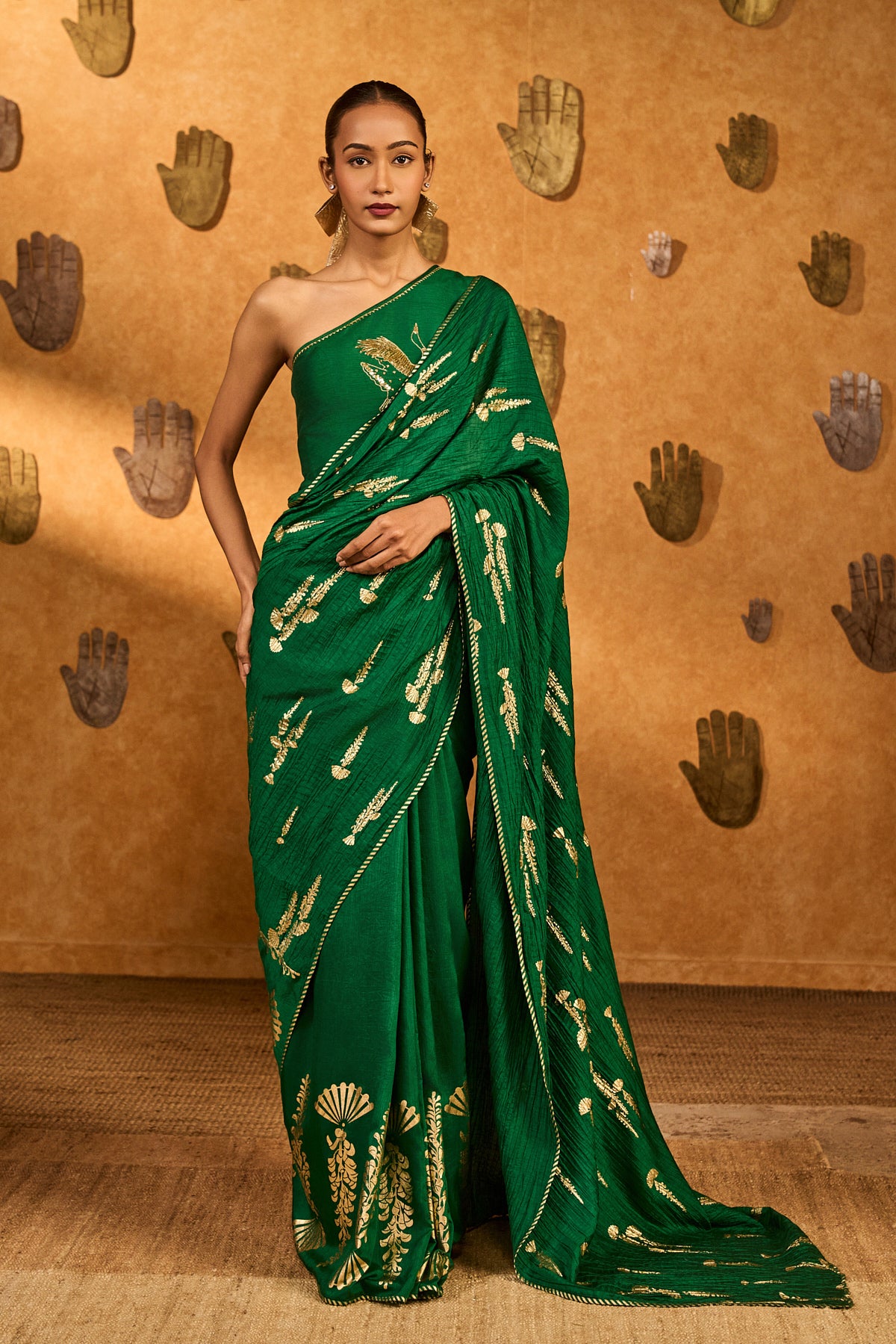 Green Cherry Wine Saree – House Of Masaba