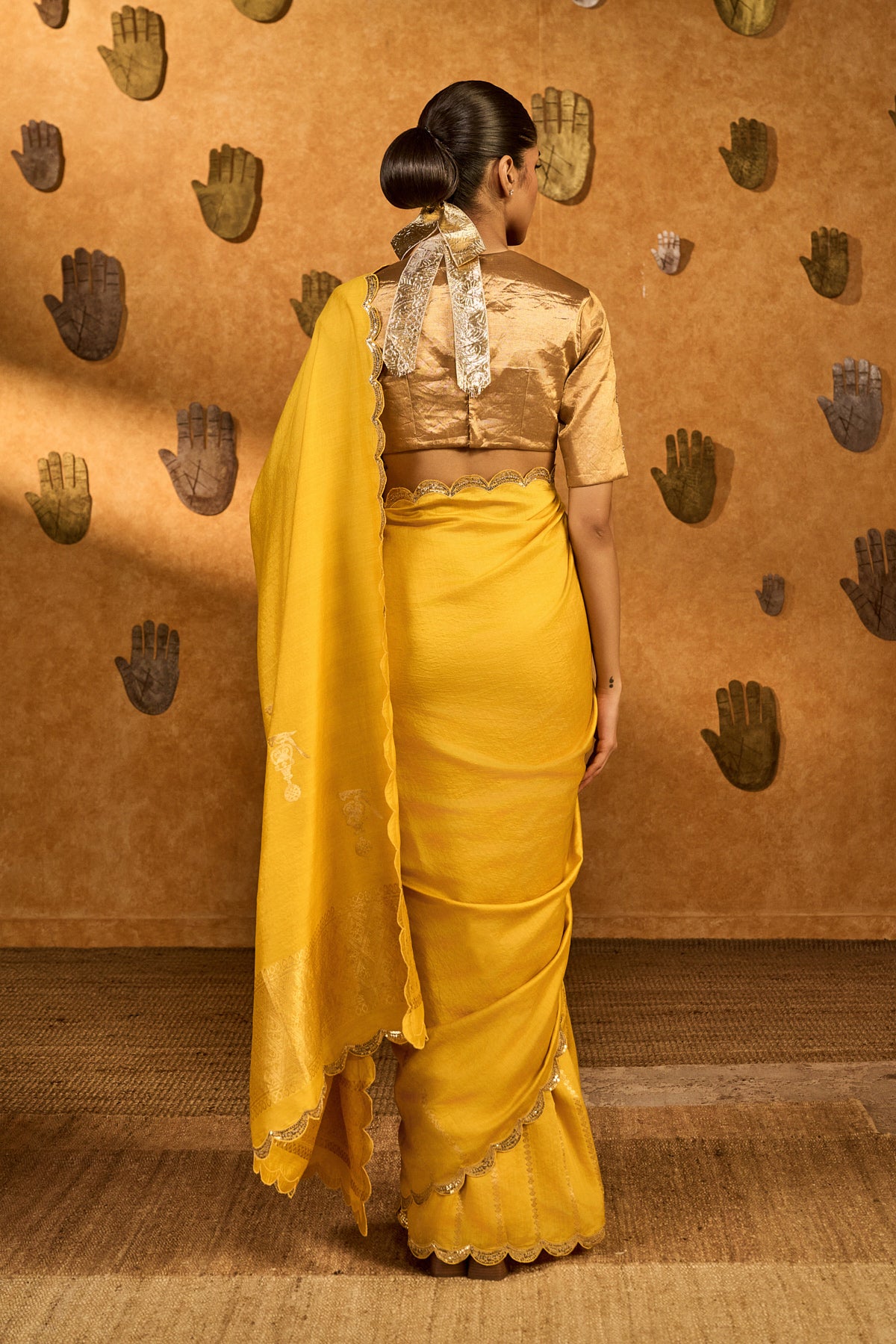 Yellow Bird Tales Saree