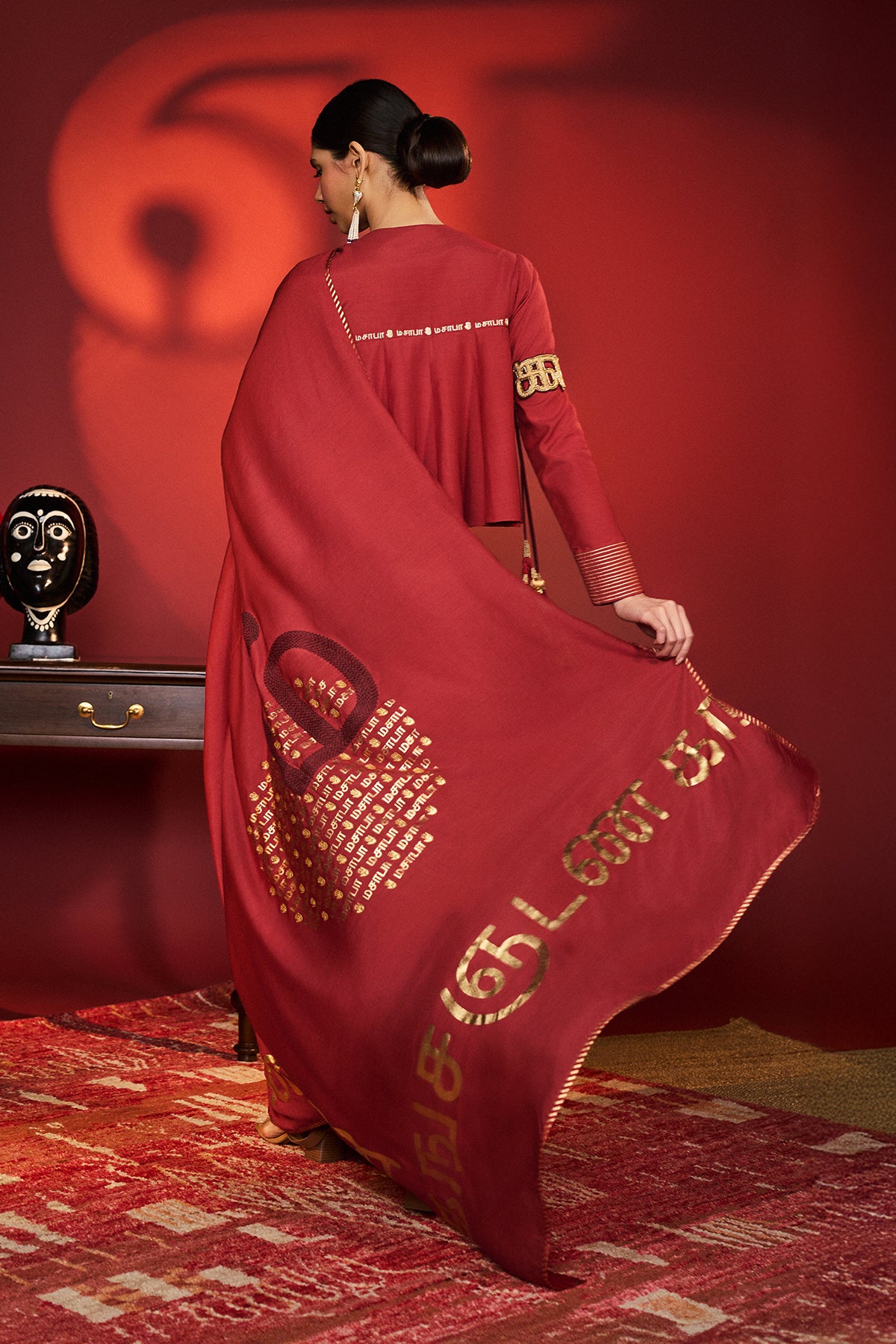 masaba red dress House Of Masaba Red Dress With Ruby Bra And Whip