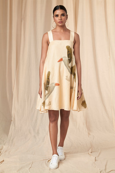Ivory Gold Finch Short Strappy Dress