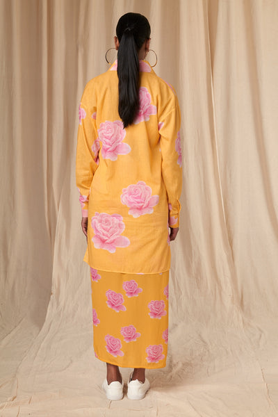 Sunshine Yellow Rosy Pareo Wrap Skirt