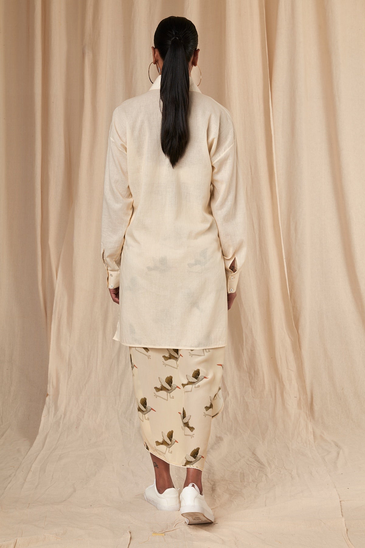 Ivory Gold Finch Pareo Wrap Skirt