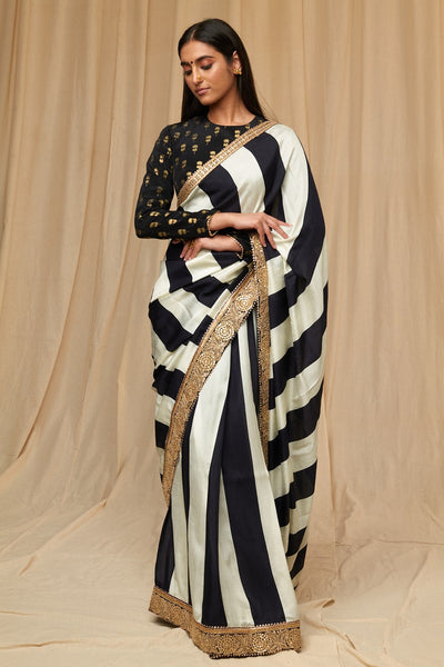 Black & Ivory Stripes Saree