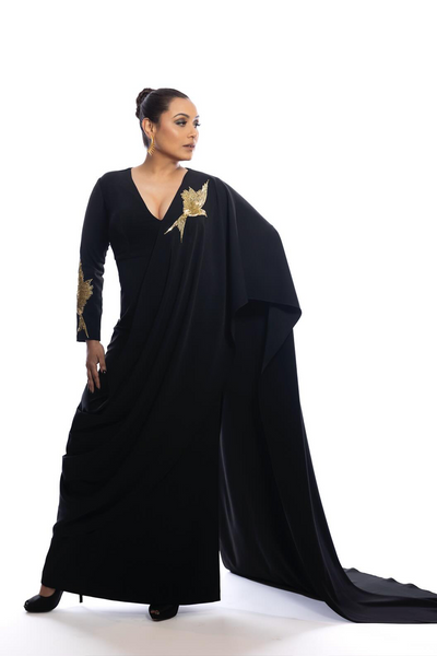 Black Son Chidiya Saree Gown