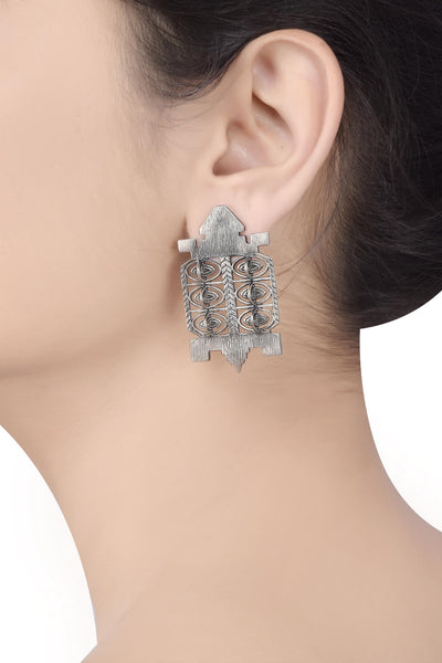 Silver Plated Tribal Turtle Earrings