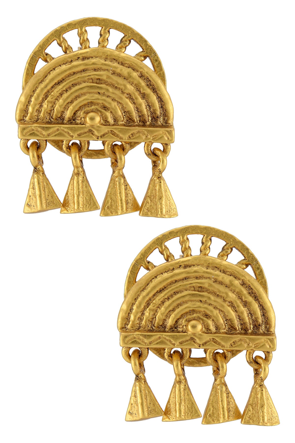 Gold Plated Tribal Dangle Earrings