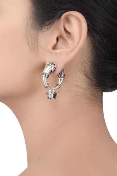 Silver Plated Tribal Turtle Grip Earring