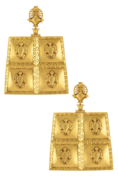 Gold Plated Turtle Folk Tale Earrings