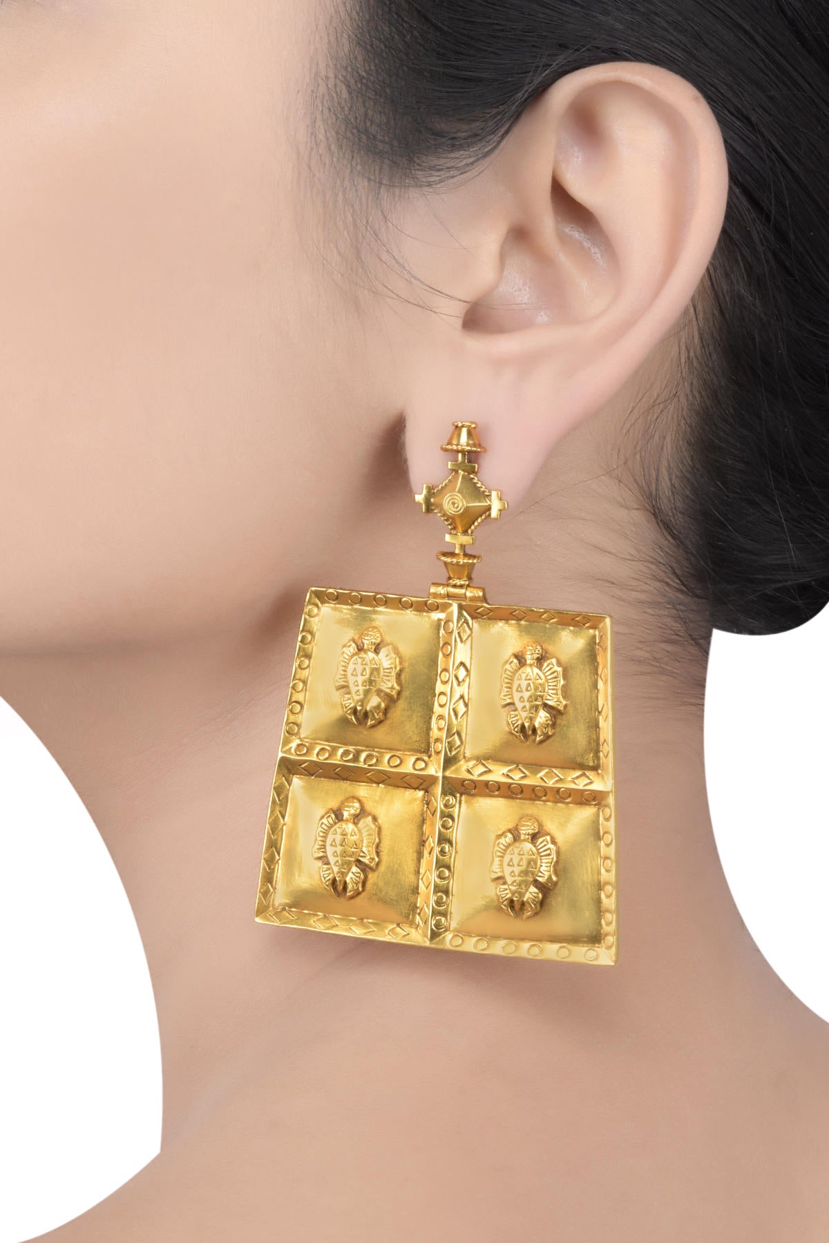 Gold Plated Turtle Folk Tale Earrings